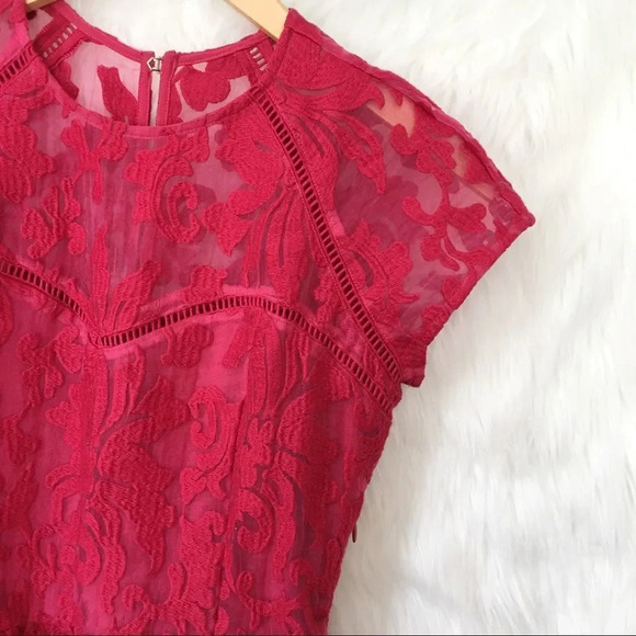 DOLCE VITA Windsor Red Organza Lace Sweetheart Mini Dress - Picture 3 of 7